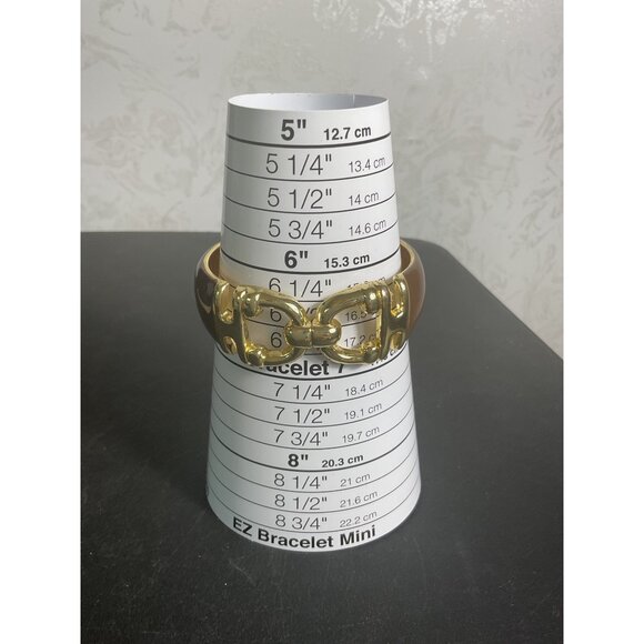 Vintage Carolina Herrera Brown Enamel Gold Tone Clamper Bracelet - Picture 2 of 4